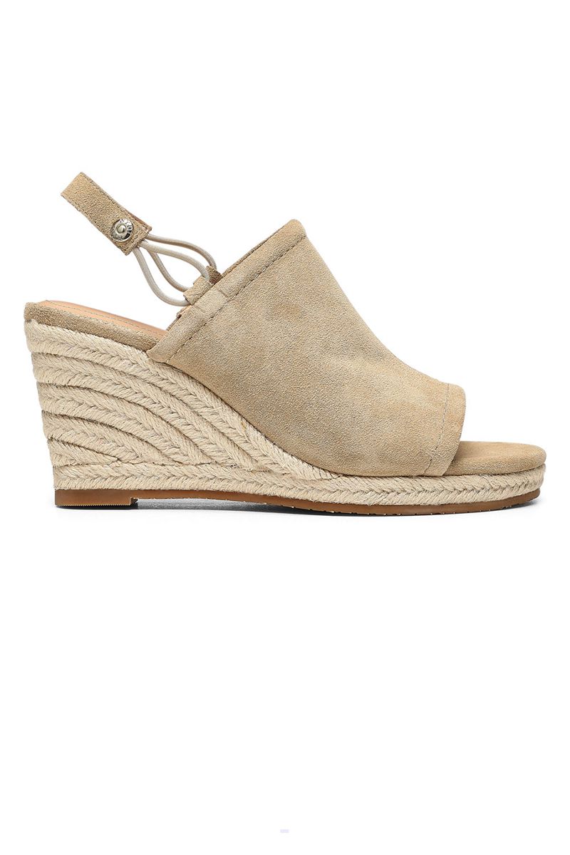 Beige Women's NYDJ Cai Wedge Sandals | NZ 761PWFHOI