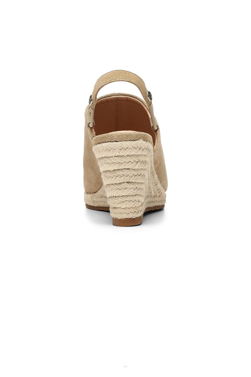 Beige Women's NYDJ Cai Wedge Sandals | NZ 761PWFHOI