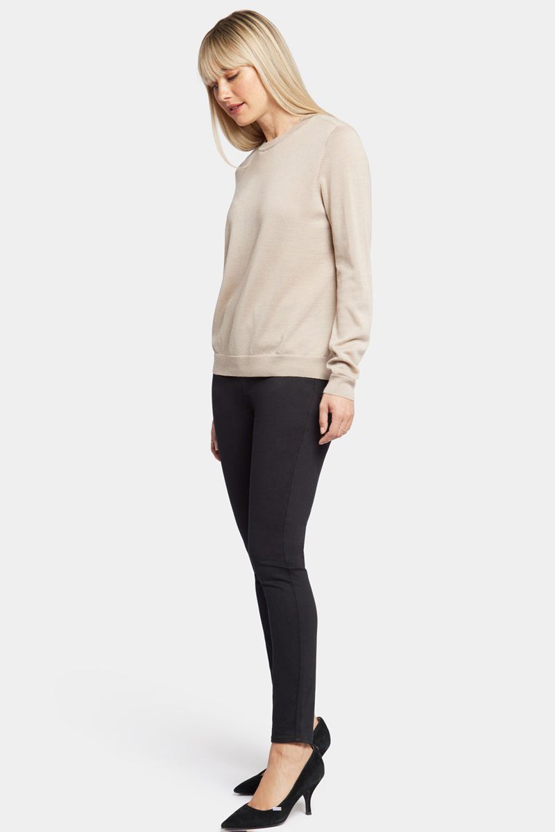 Beige Women's NYDJ Classic Crewneck Sweaters | NZ 683SCLQOH