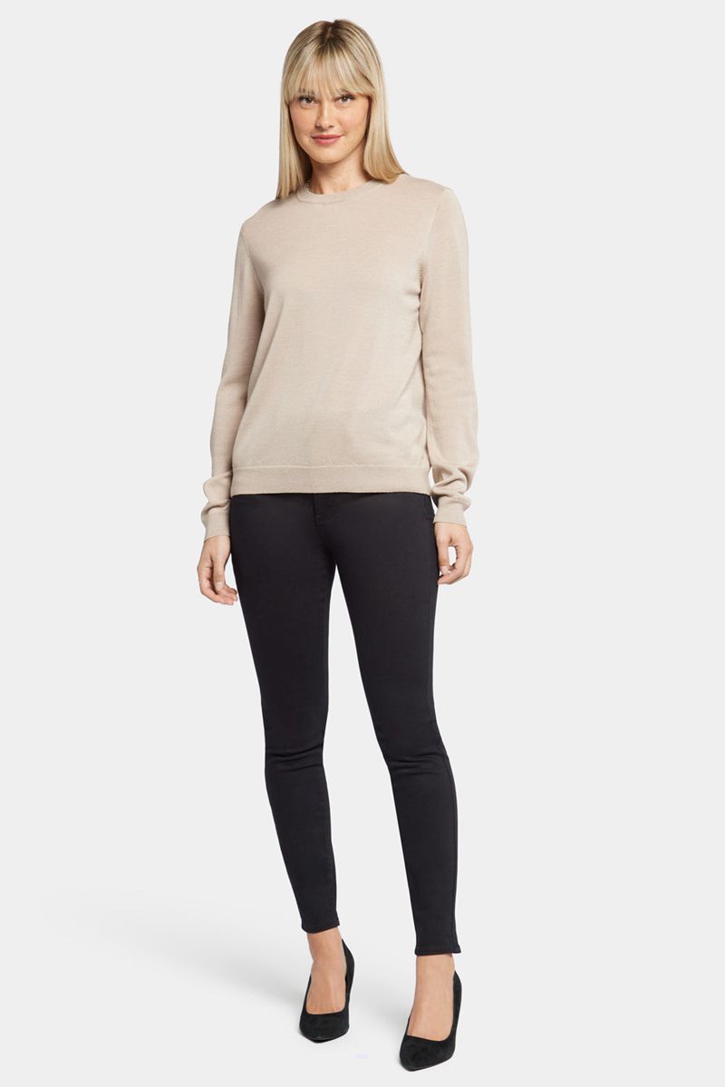 Beige Women's NYDJ Classic Crewneck Sweaters | NZ 683SCLQOH