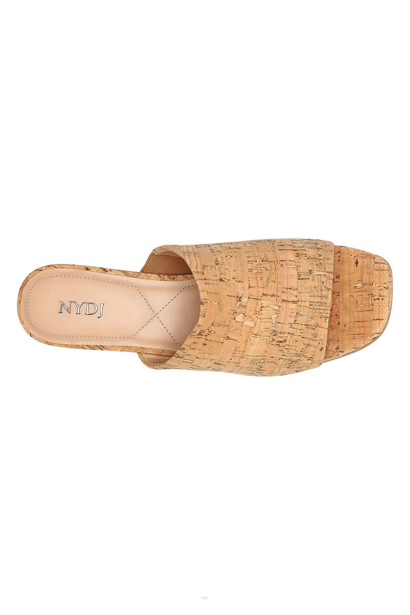 Beige Women's NYDJ Claudine Wedge Mule Sandals | NZ 960WOTKXQ