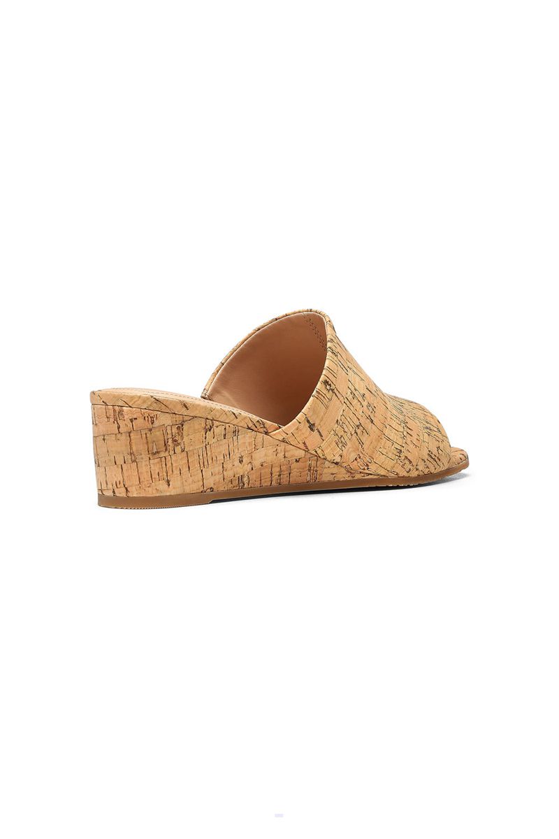 Beige Women's NYDJ Claudine Wedge Mule Sandals | NZ 960WOTKXQ