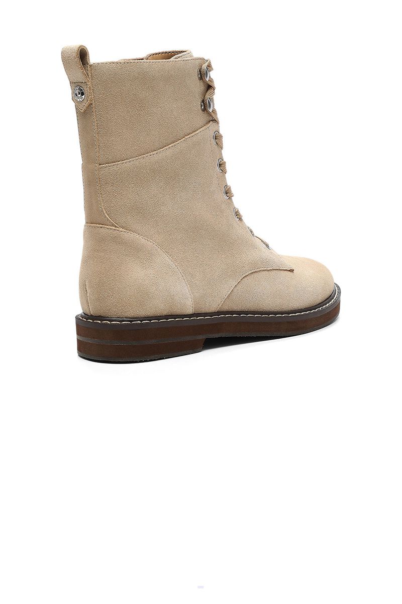 Beige Women's NYDJ Estella Lace-Up Boots | NZ 578OCIYBF