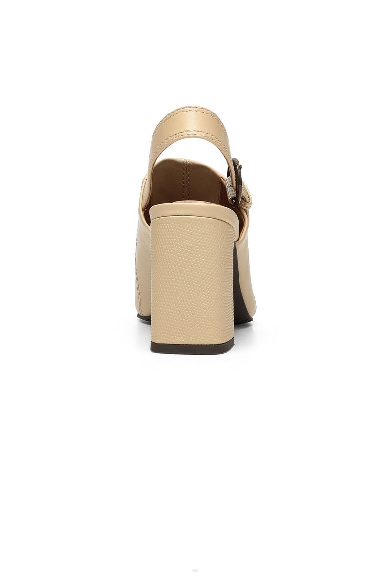 Beige Women's NYDJ Lyssa Block Heel Sandals | NZ 312FJBMGX