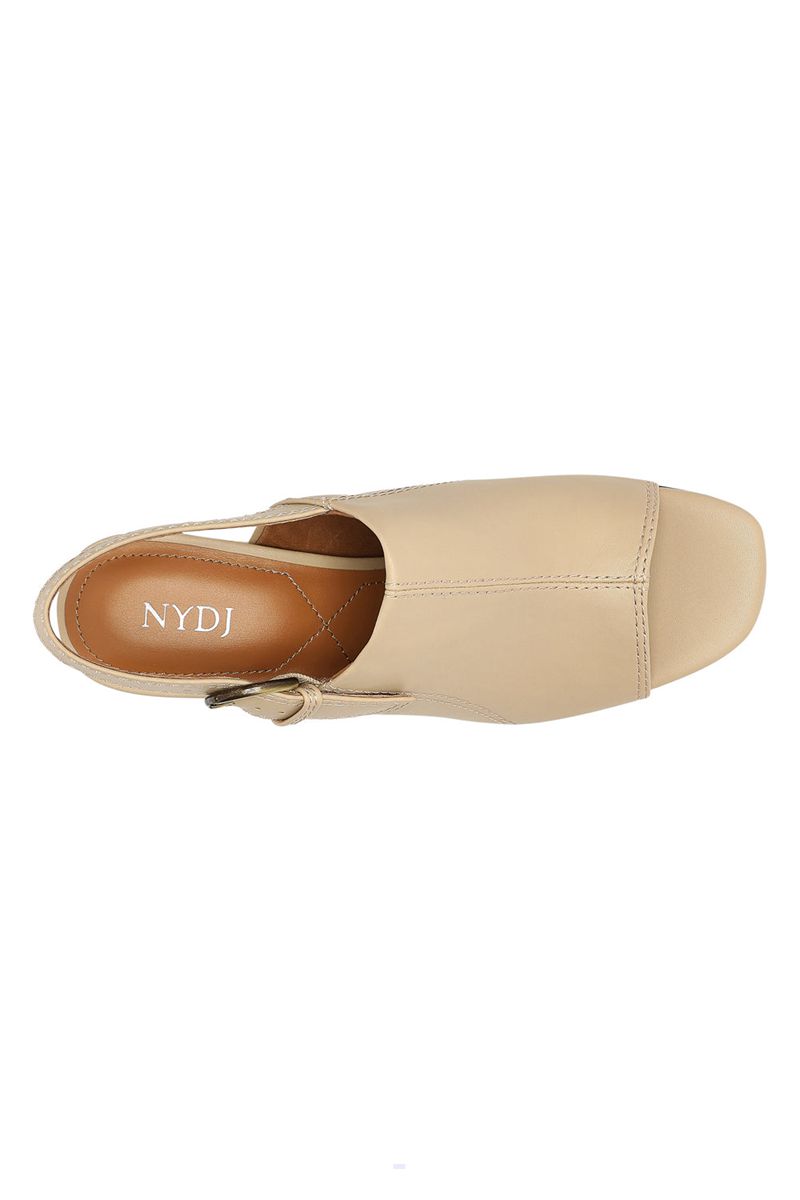 Beige Women's NYDJ Lyssa Block Heel Sandals | NZ 312FJBMGX