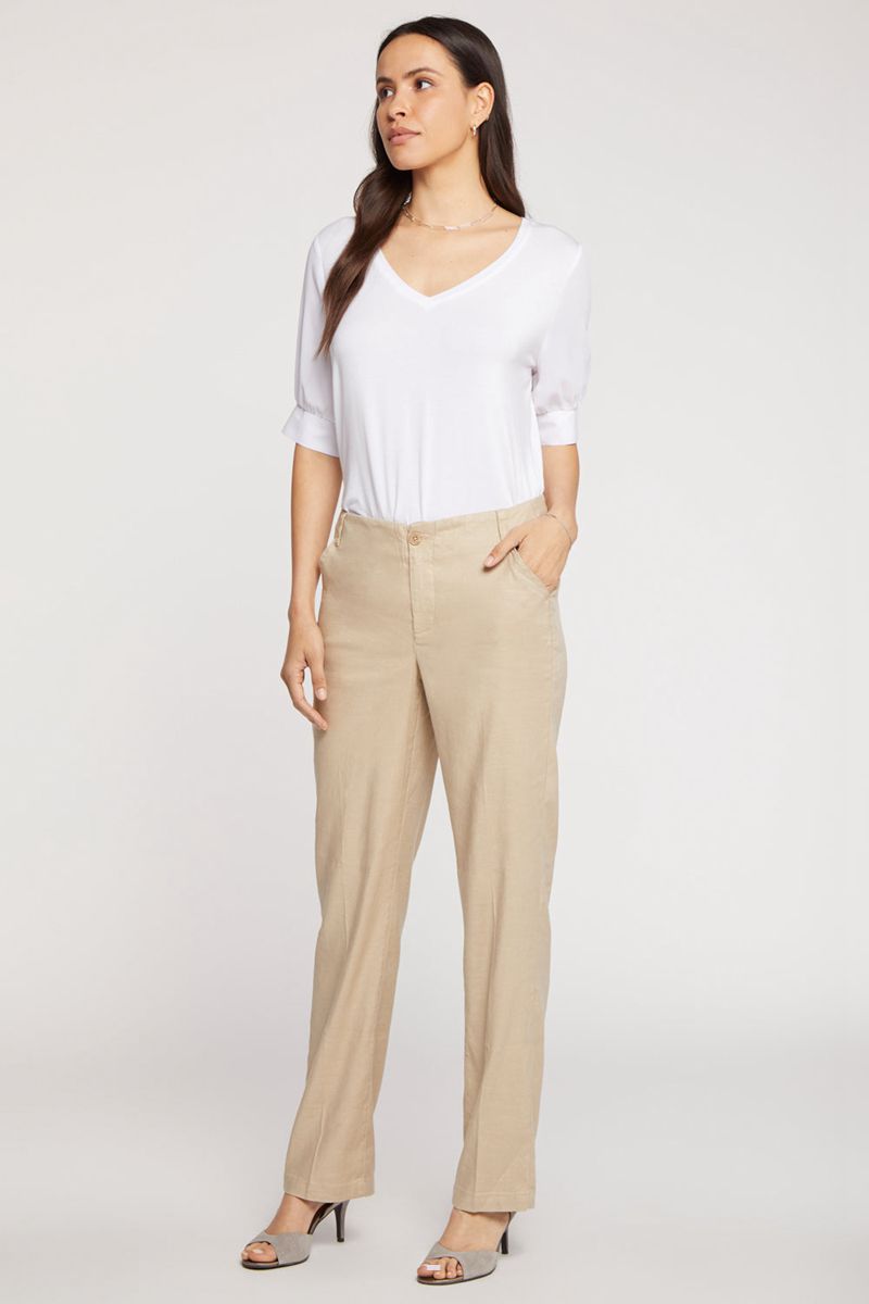 Beige Women's NYDJ Marilyn Straight Pants | NZ 463FNVLGT