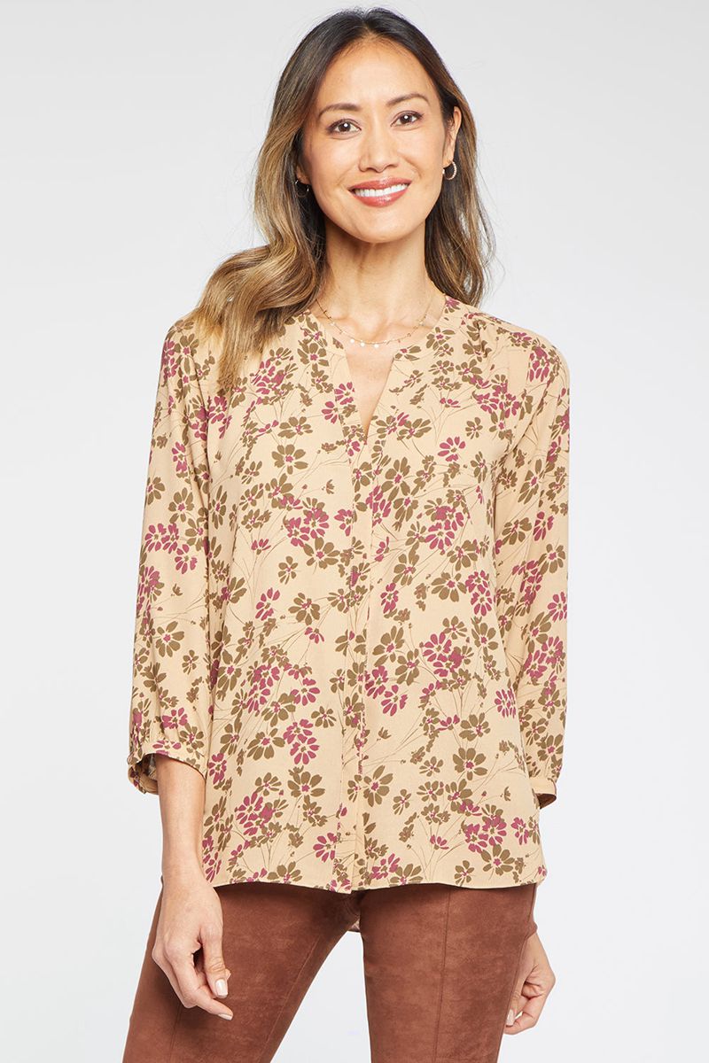 Beige Women\'s NYDJ Pintuck Blouse | NZ 510UGHZCW