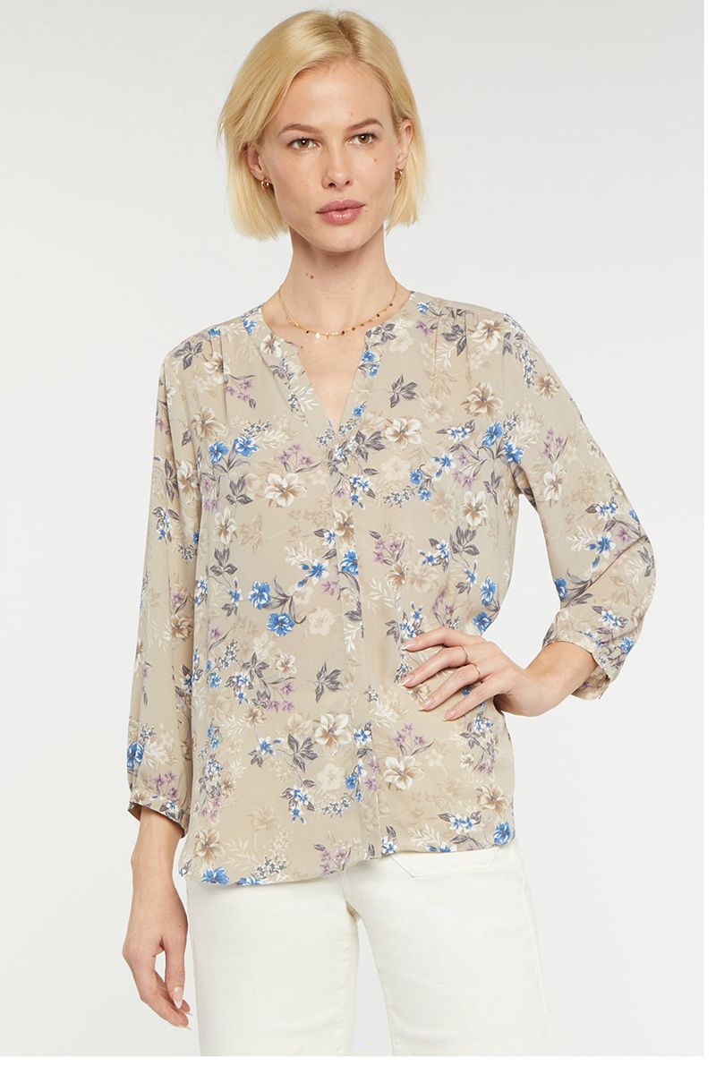 Beige Women's NYDJ Pintuck Blouse | NZ 713CQHZDI