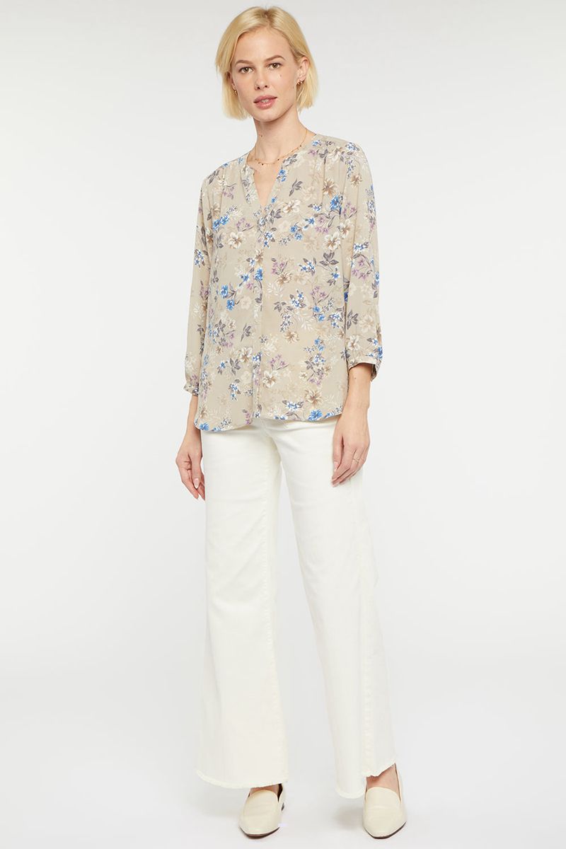 Beige Women's NYDJ Pintuck Blouse | NZ 713CQHZDI