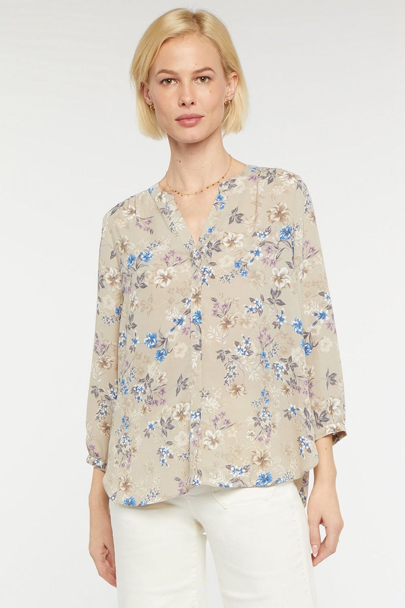 Beige Women\'s NYDJ Pintuck Blouse | NZ 713CQHZDI