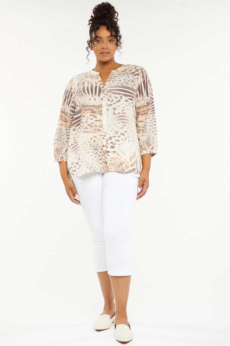 Beige Women's NYDJ Plus Pintuck Blouse | NZ 130YUHOTQ