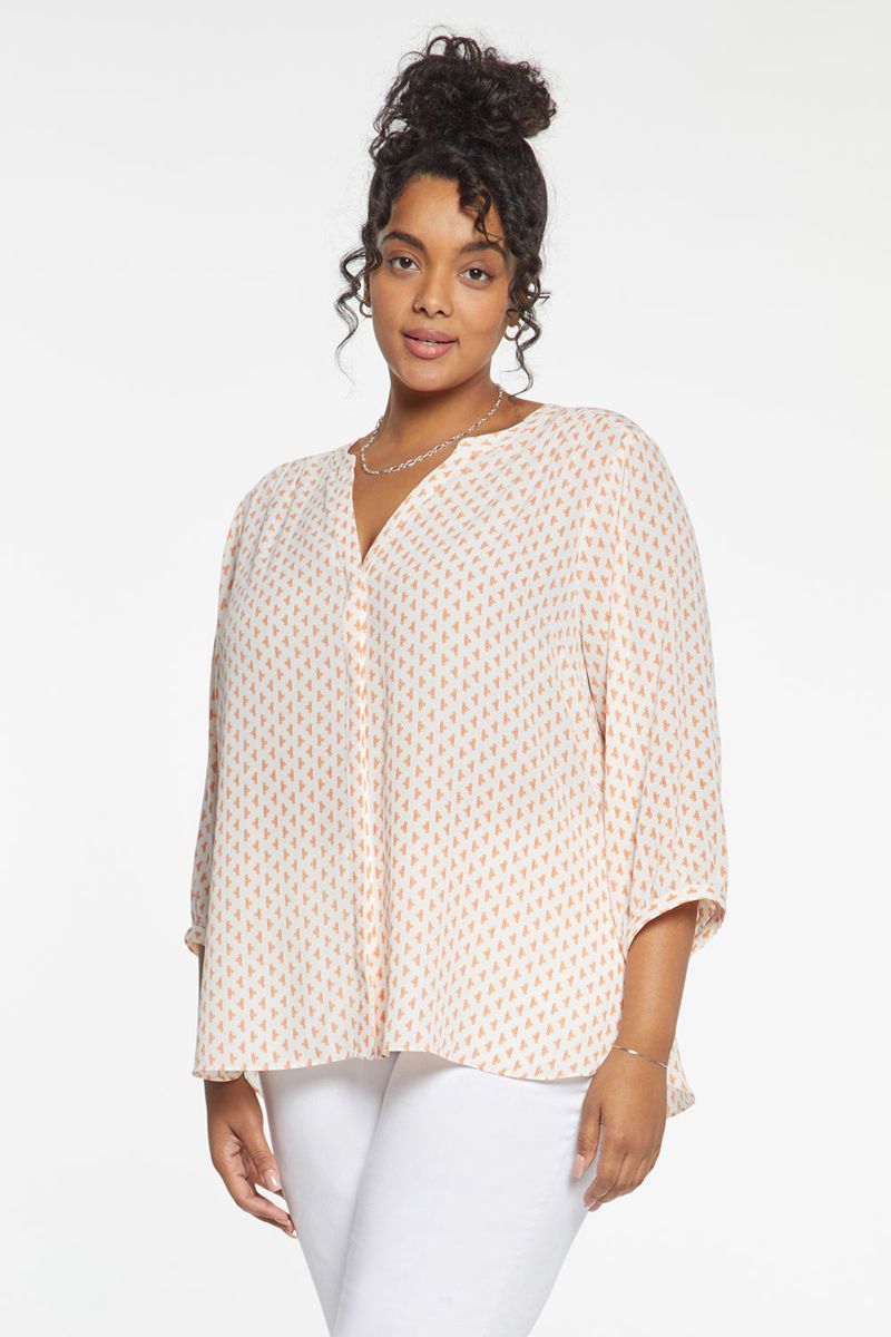 Beige Women's NYDJ Plus Pintuck Blouse | NZ 261HWCBSF