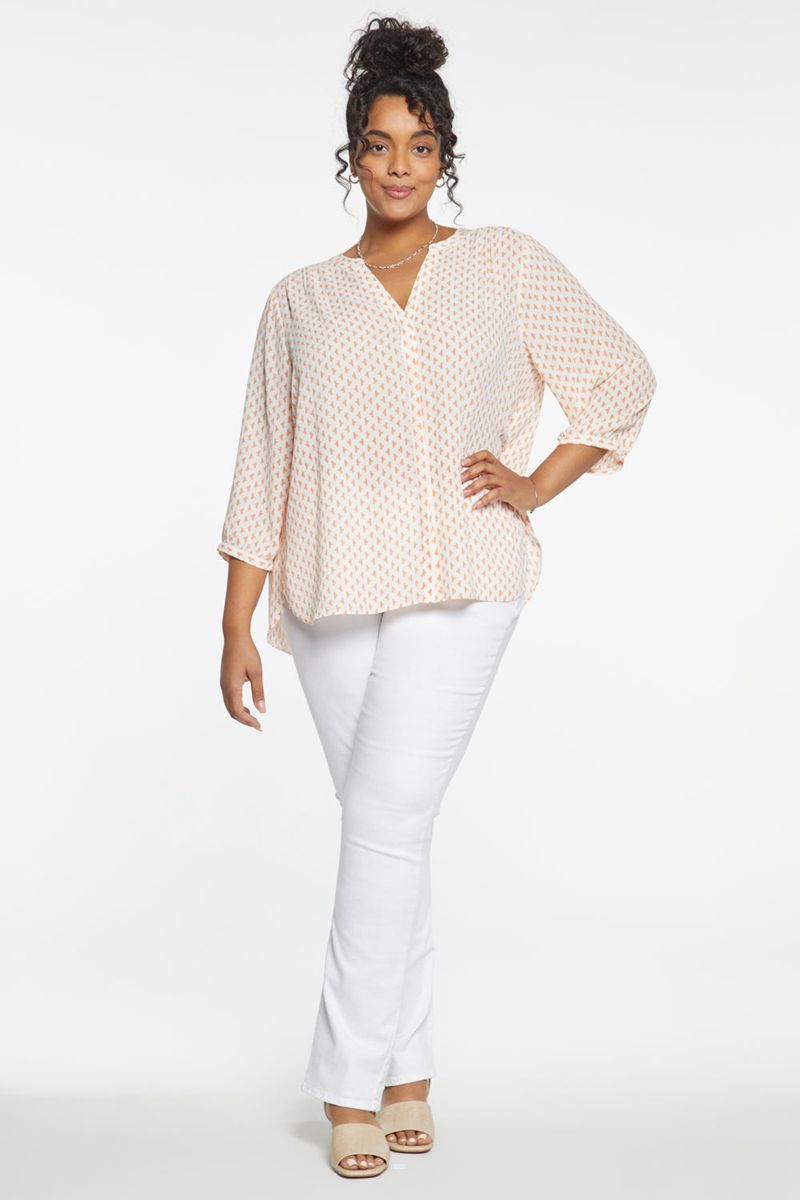 Beige Women's NYDJ Plus Pintuck Blouse | NZ 261HWCBSF