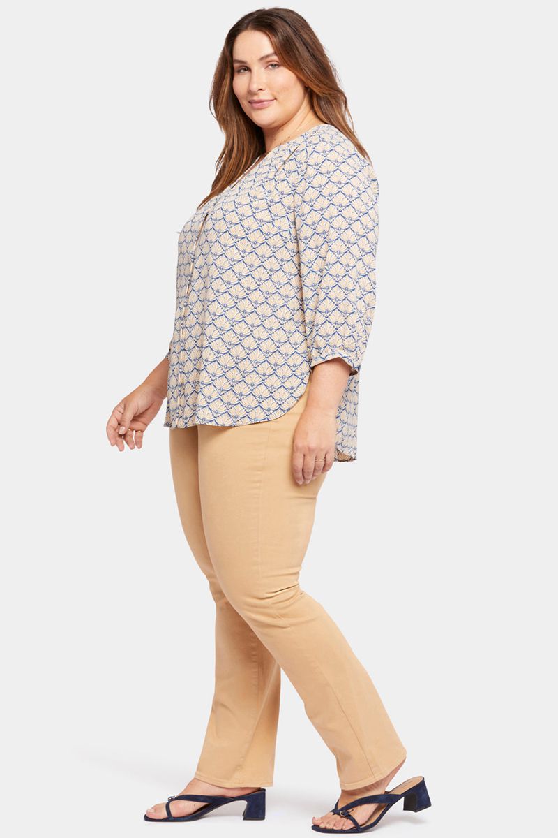 Beige Women's NYDJ Plus Pintuck Blouse | NZ 728GBXQYZ