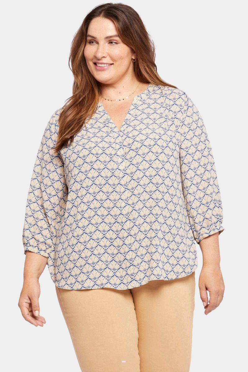 Beige Women's NYDJ Plus Pintuck Blouse | NZ 728GBXQYZ