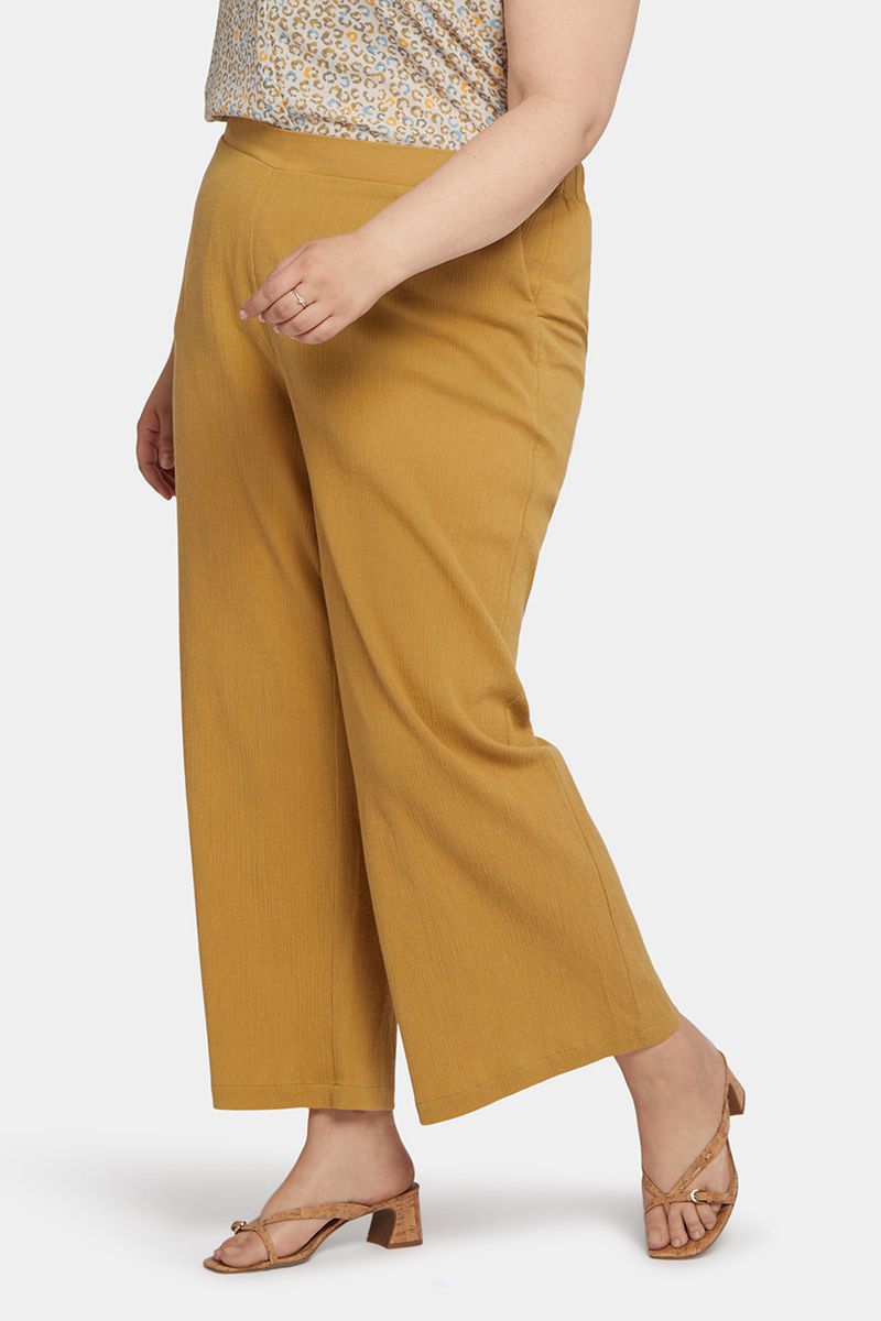 Beige Women's NYDJ Plus Straight Pull-On Pants | NZ 735KUXRCQ