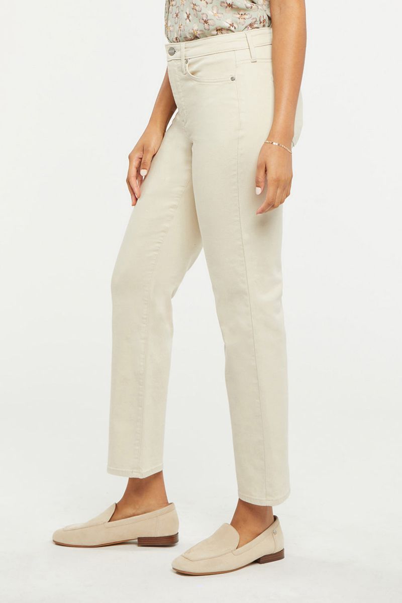 Beige Women's NYDJ Relaxed Straight Ankle Jeans | NZ 946CRZKNM