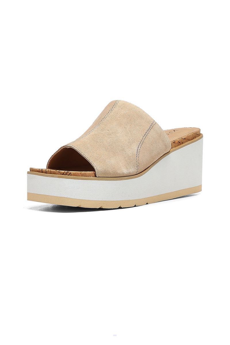 Beige Women's NYDJ Rysa Wedge Sandals | NZ 587ERKWJQ