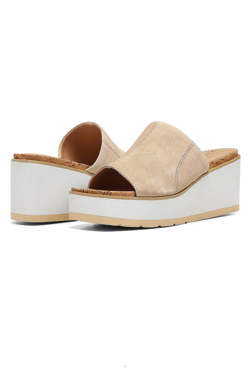 Beige Women's NYDJ Rysa Wedge Sandals | NZ 587ERKWJQ