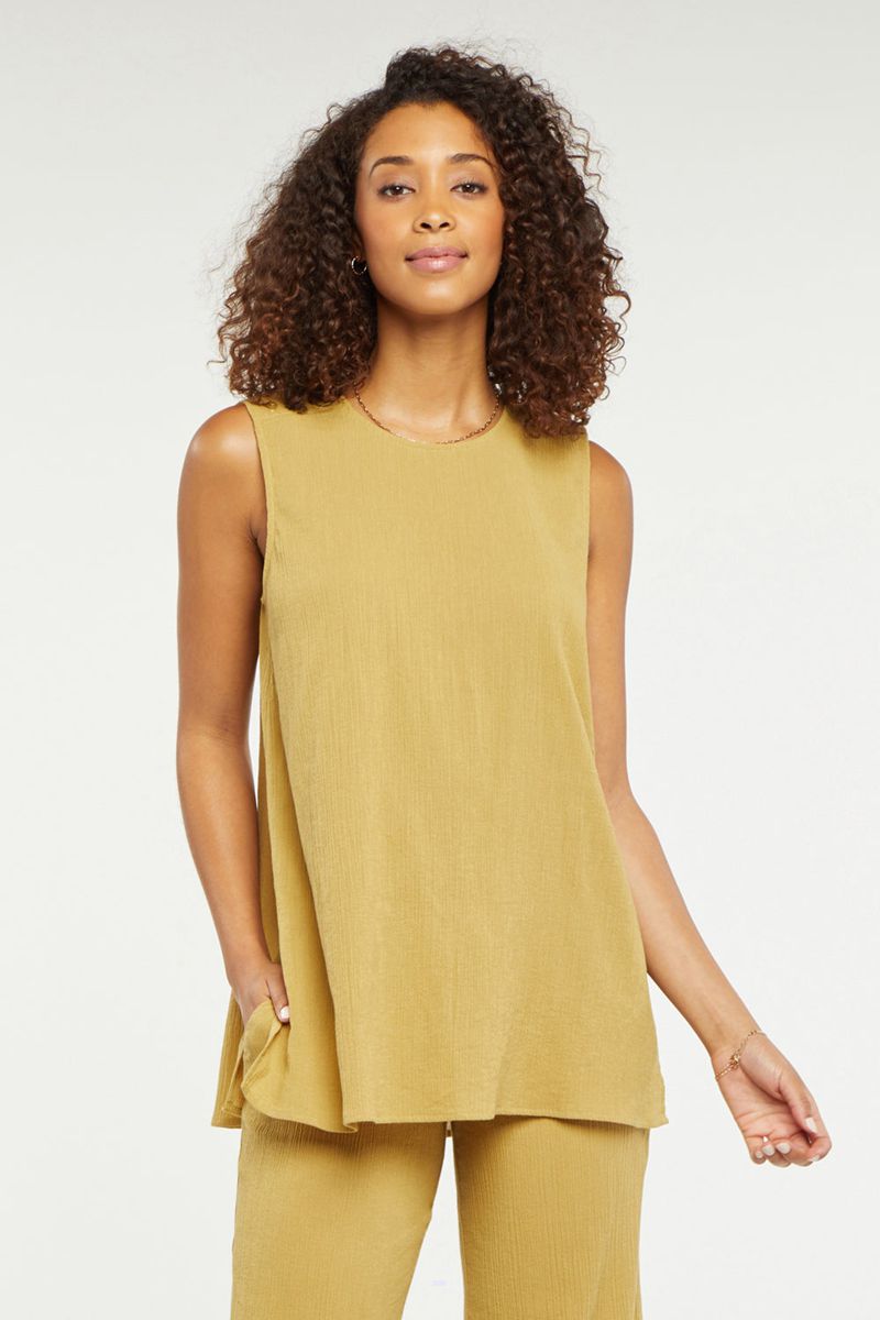 Beige Women's NYDJ Sleeveless Tunic Tops | NZ 058RLAFGH