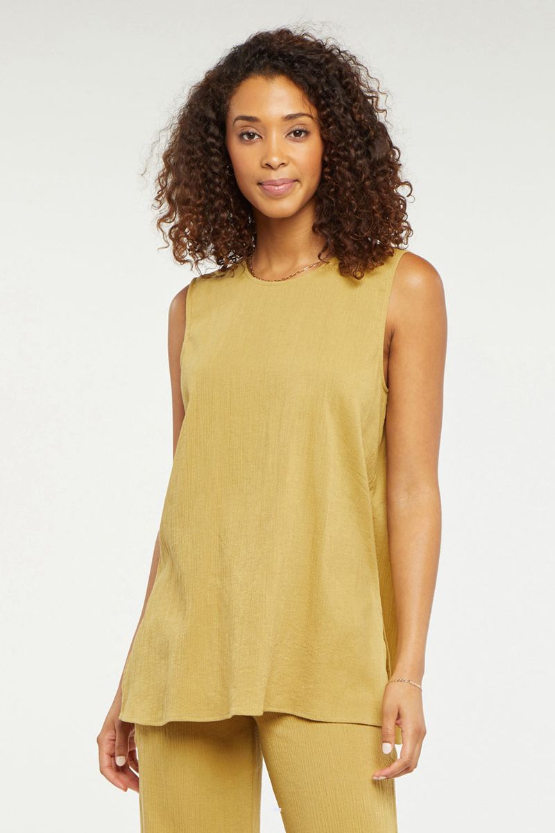 Beige Women\'s NYDJ Sleeveless Tunic Tops | NZ 058RLAFGH