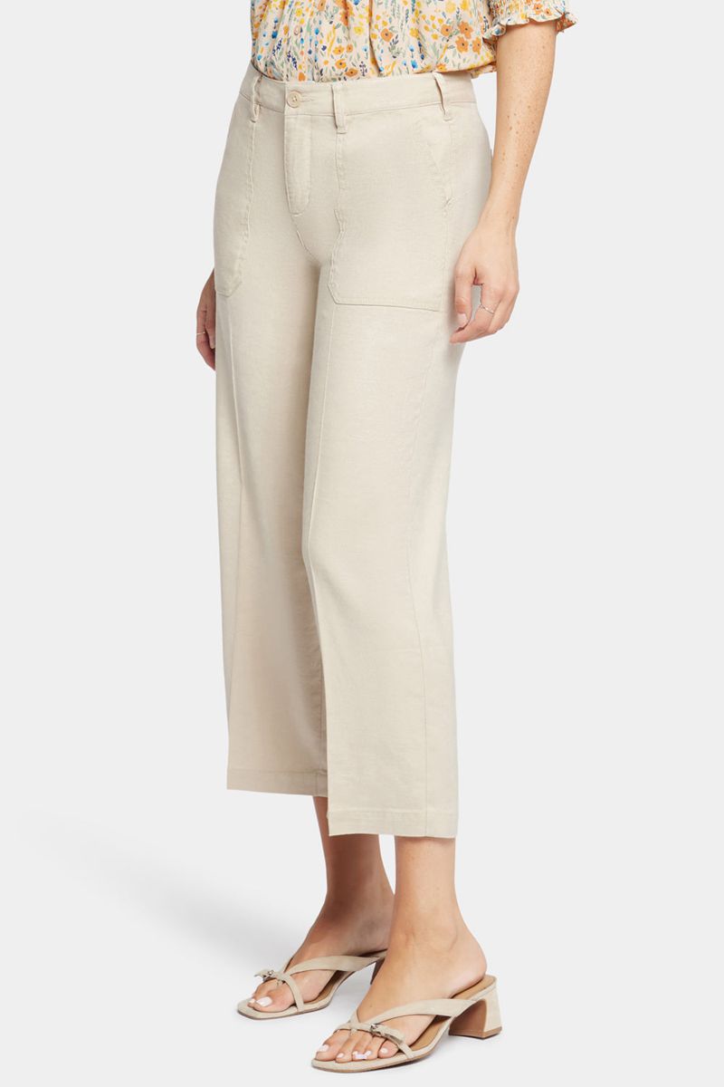 Beige Women's NYDJ Wide Leg Cargo Capri Pants | NZ 510EPHUYT