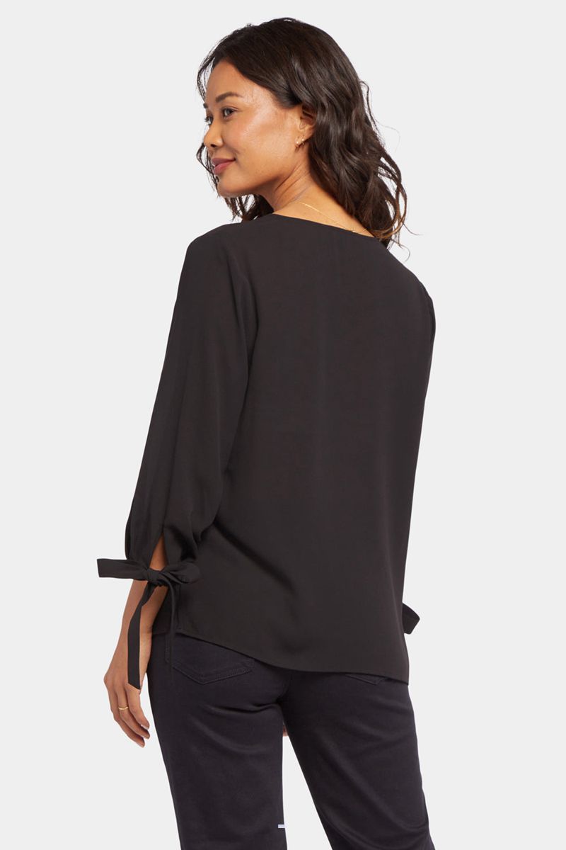 Black Women's NYDJ Bow Sleeve Blouse | NZ 175EMGQWI