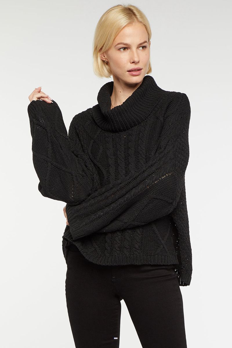 Black Women's NYDJ Chunky Turtleneck Sweaters | NZ 792CBRQSZ