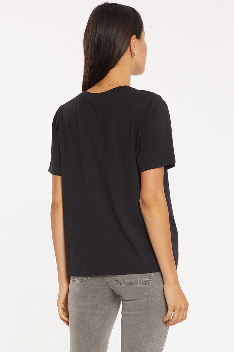 Black Women's NYDJ Crewneck Pocket T-Shirts | NZ 103OJFKIG