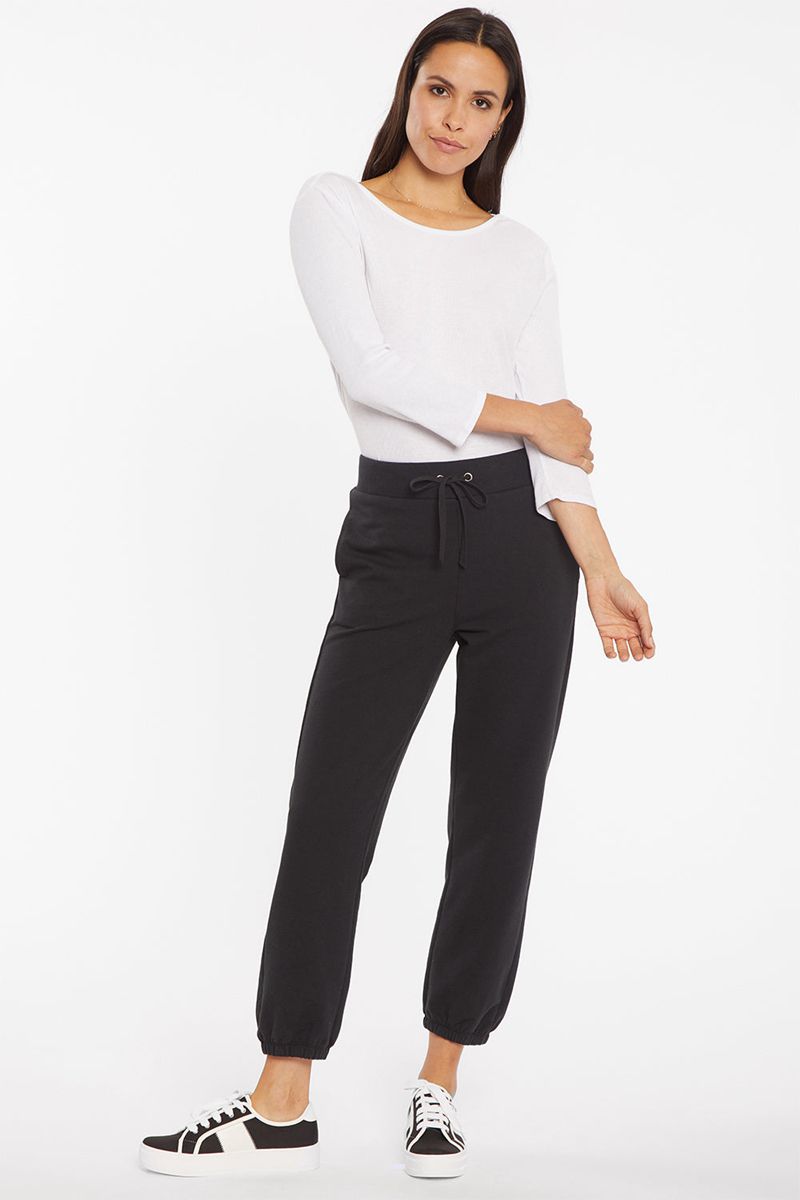 Black Women's NYDJ Elastic Hem Sweat Pants | NZ 769LBRSGC