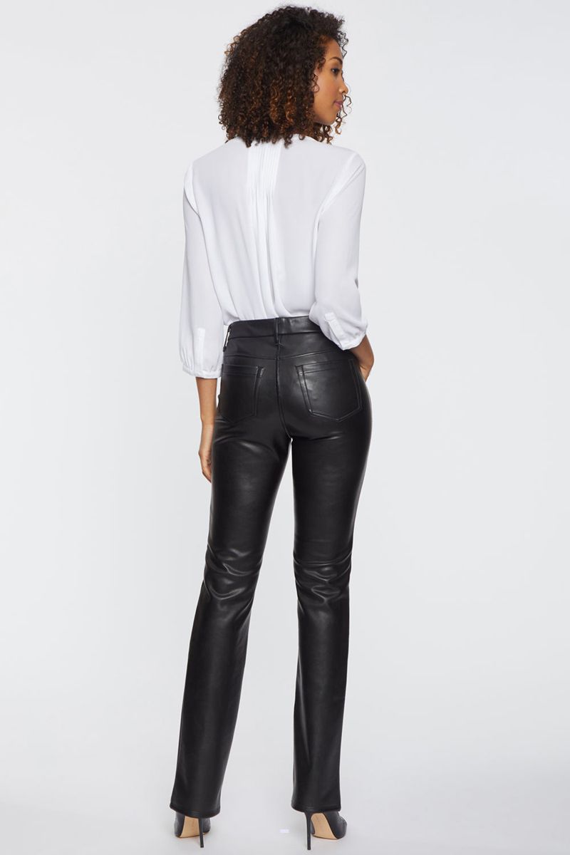 Black Women's NYDJ Faux Leather Marilyn Straight Pants | NZ 256XGYCNQ