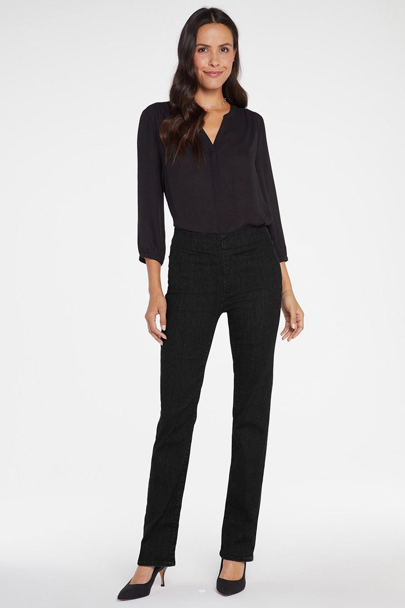 Black Women's NYDJ Marilyn Straight Pull-On Jeans | NZ 537EBJRUL