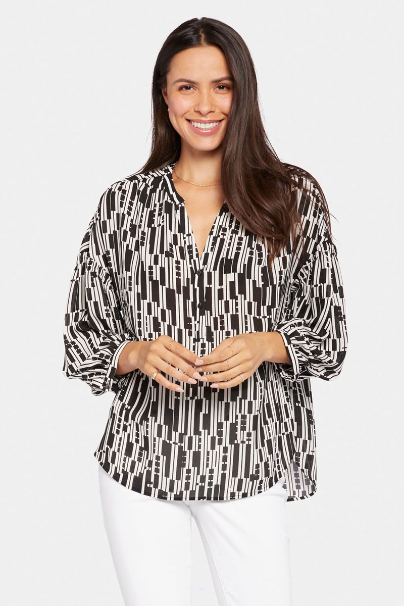 Black Women's NYDJ Paulina Peasant Blouse | NZ 916AVJHDZ