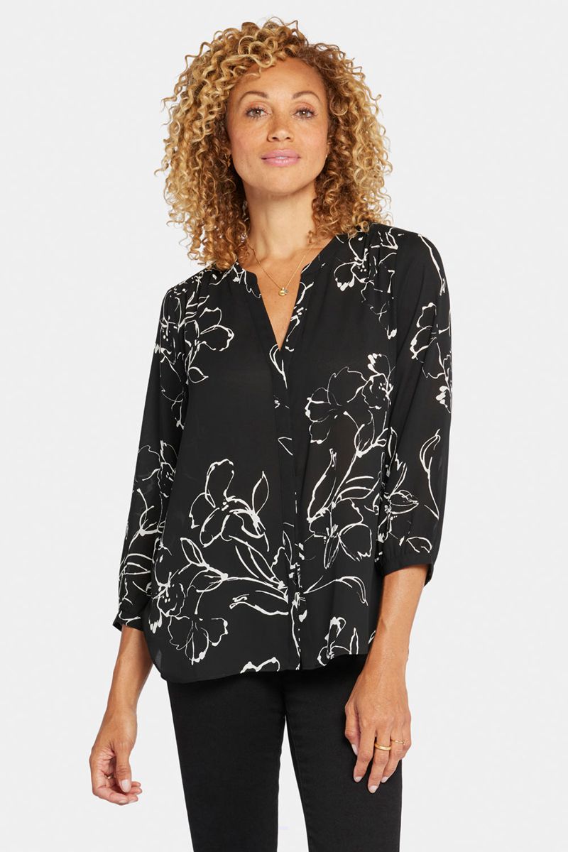 Black Women\'s NYDJ Pintuck Blouse | NZ 129REJWUX