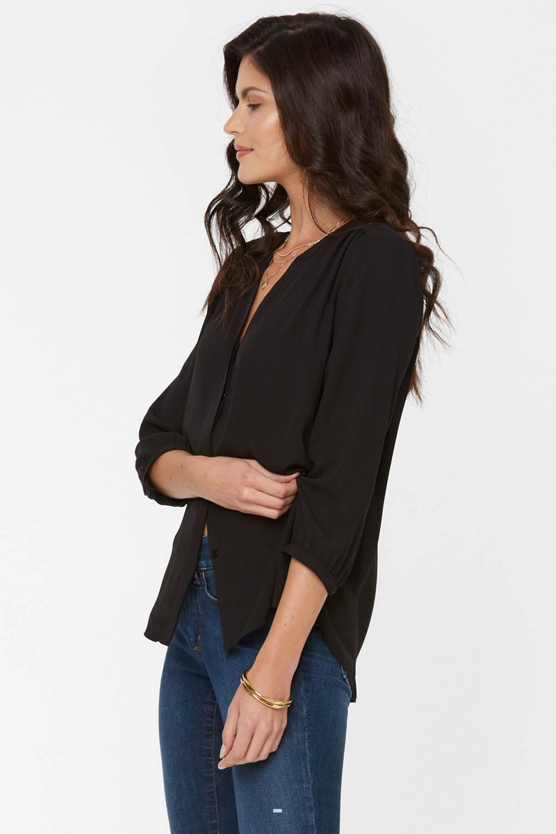 Black Women's NYDJ Pintuck Blouse | NZ 418QBWTOI