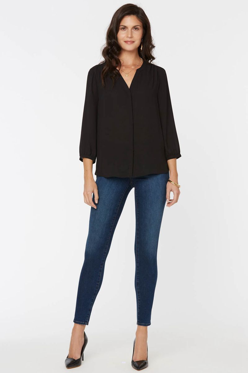 Black Women's NYDJ Pintuck Blouse | NZ 418QBWTOI