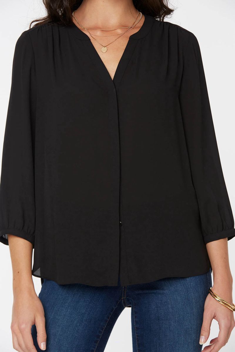 Black Women's NYDJ Pintuck Blouse | NZ 418QBWTOI