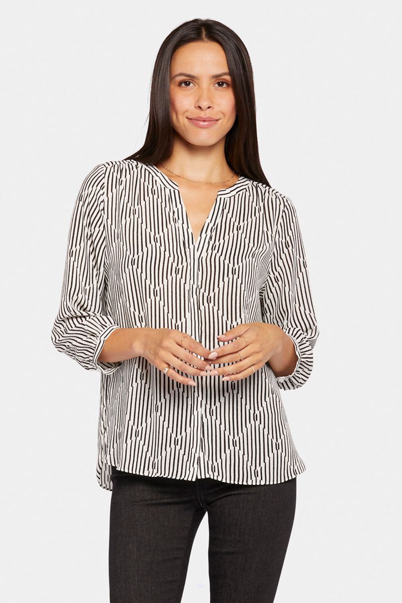 Black Women's NYDJ Pintuck Blouse | NZ 451TMIEGJ