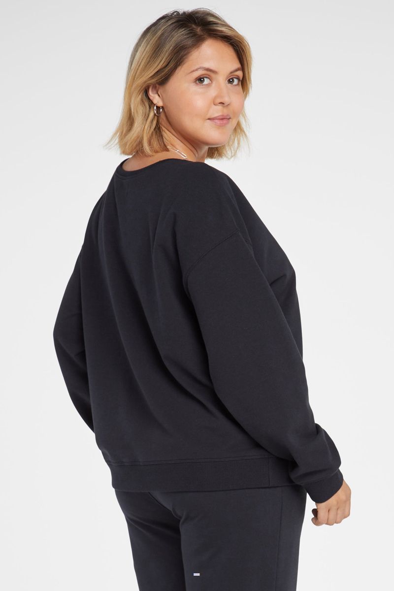 Black Women's NYDJ Plus Basic Sweatshirts | NZ 970HNRSUB