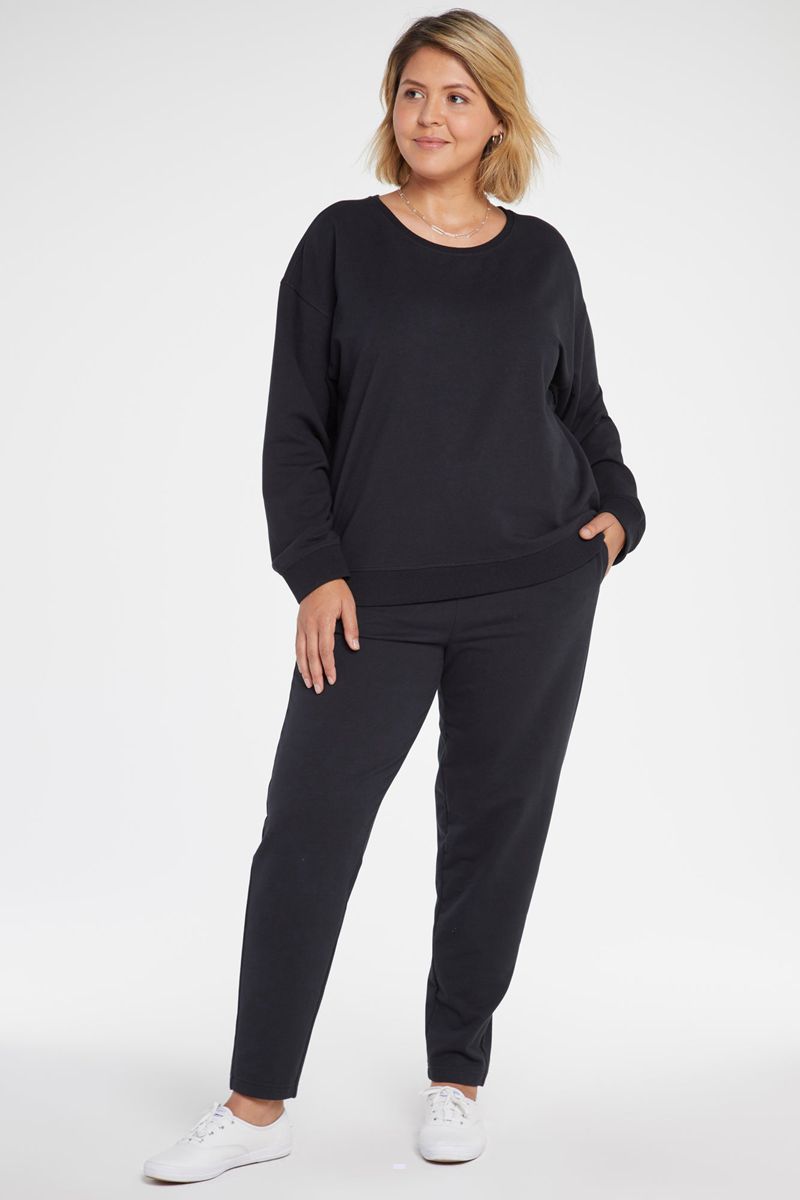 Black Women's NYDJ Plus Basic Sweatshirts | NZ 970HNRSUB