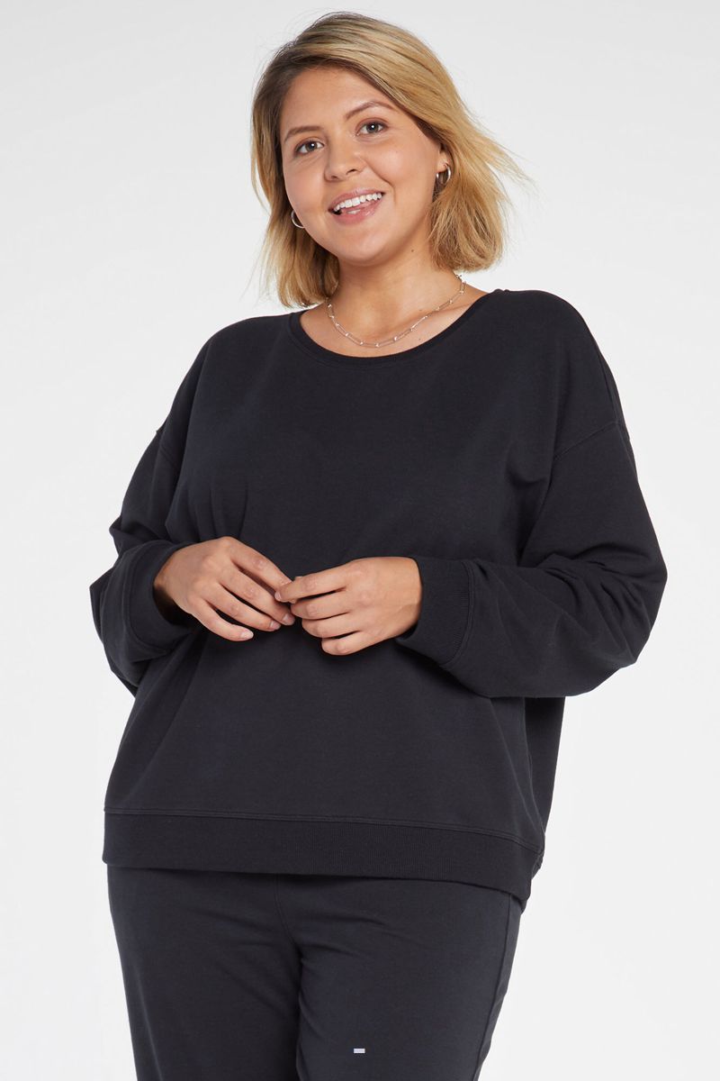 Black Women's NYDJ Plus Basic Sweatshirts | NZ 970HNRSUB