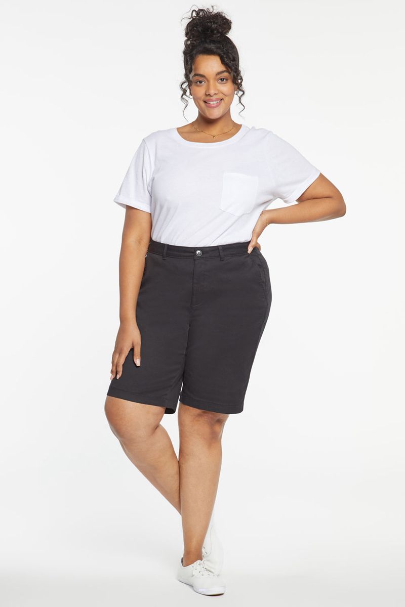 Black Women's NYDJ Plus Bermuda Shorts | NZ 631BLHYPI