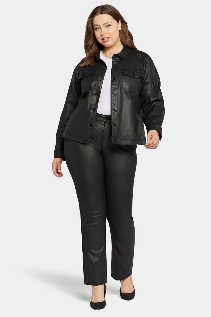 Black Women's NYDJ Plus Coated Denim Jackets | NZ 178IQDPJX