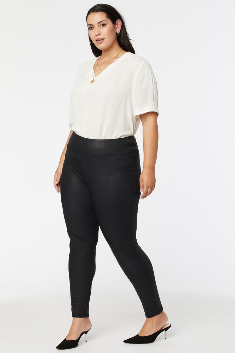 Black Women's NYDJ Plus Coated Leggings | NZ 359VAKHWU