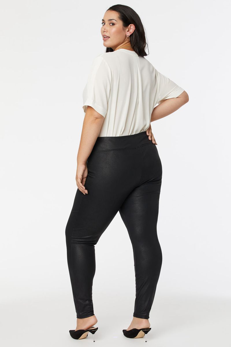 Black Women's NYDJ Plus Coated Leggings | NZ 359VAKHWU