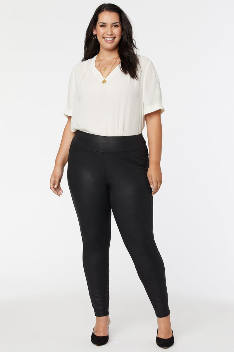 Black Women\'s NYDJ Plus Coated Leggings | NZ 359VAKHWU