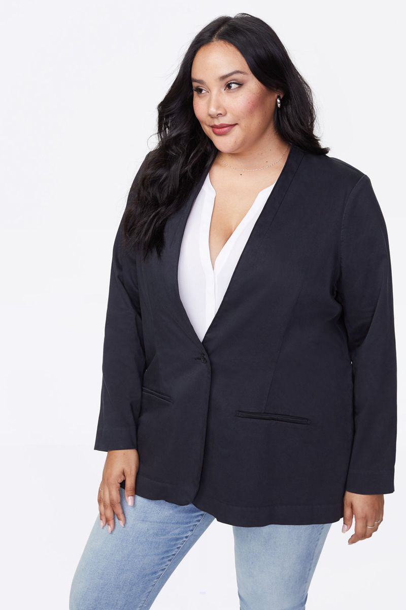 Black Women's NYDJ Plus Collarless Blazer Jackets | NZ 490PICUSJ