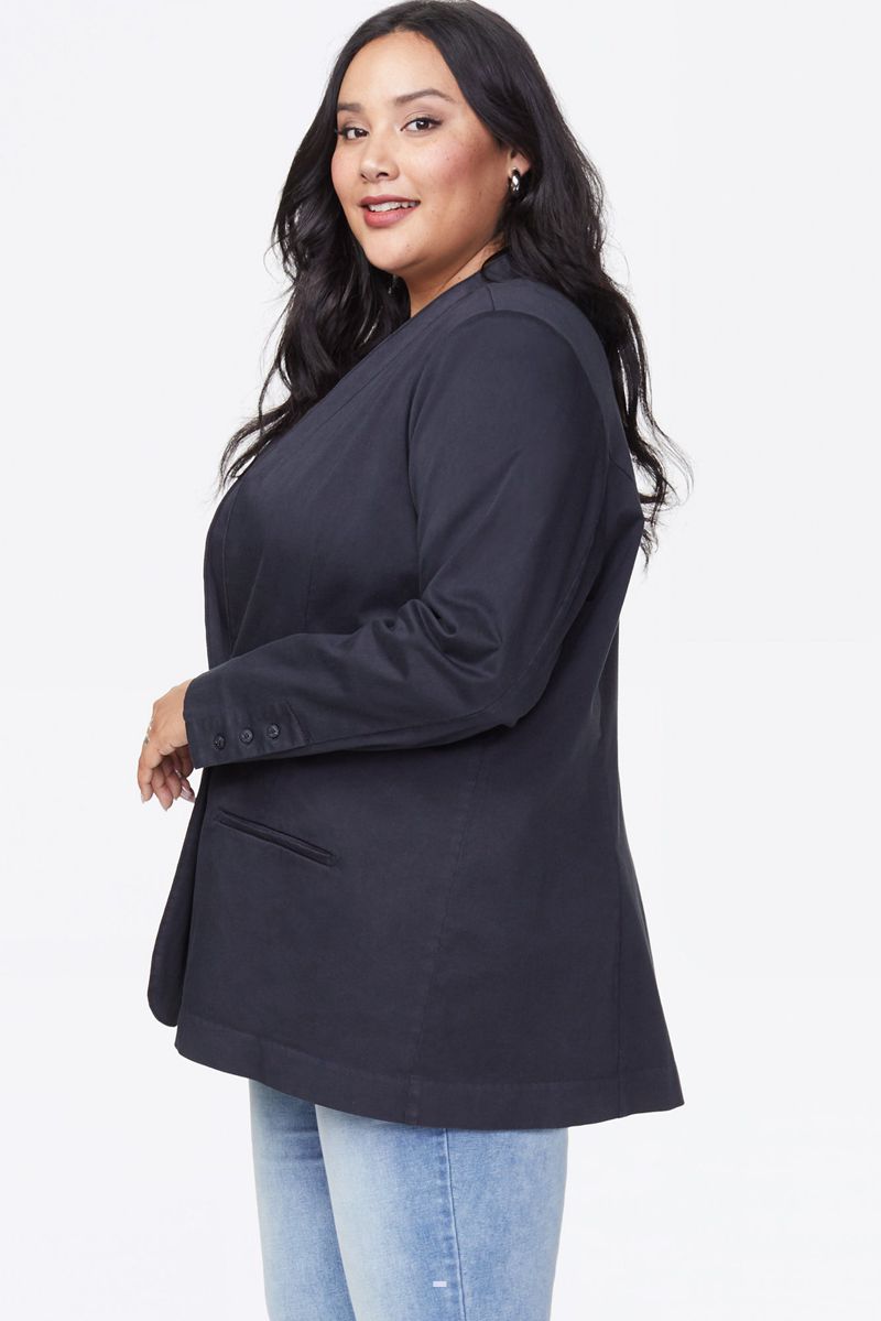 Black Women's NYDJ Plus Collarless Blazer Jackets | NZ 490PICUSJ