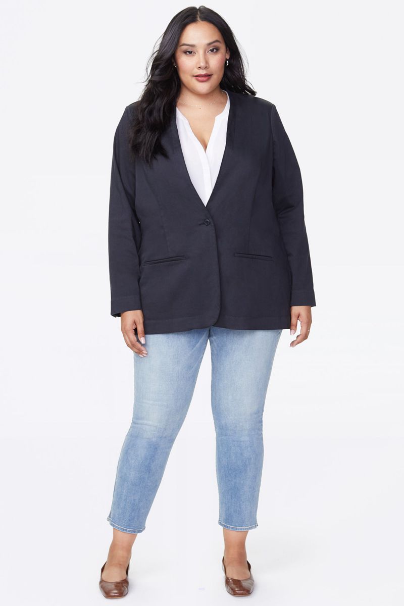 Black Women's NYDJ Plus Collarless Blazer Jackets | NZ 490PICUSJ