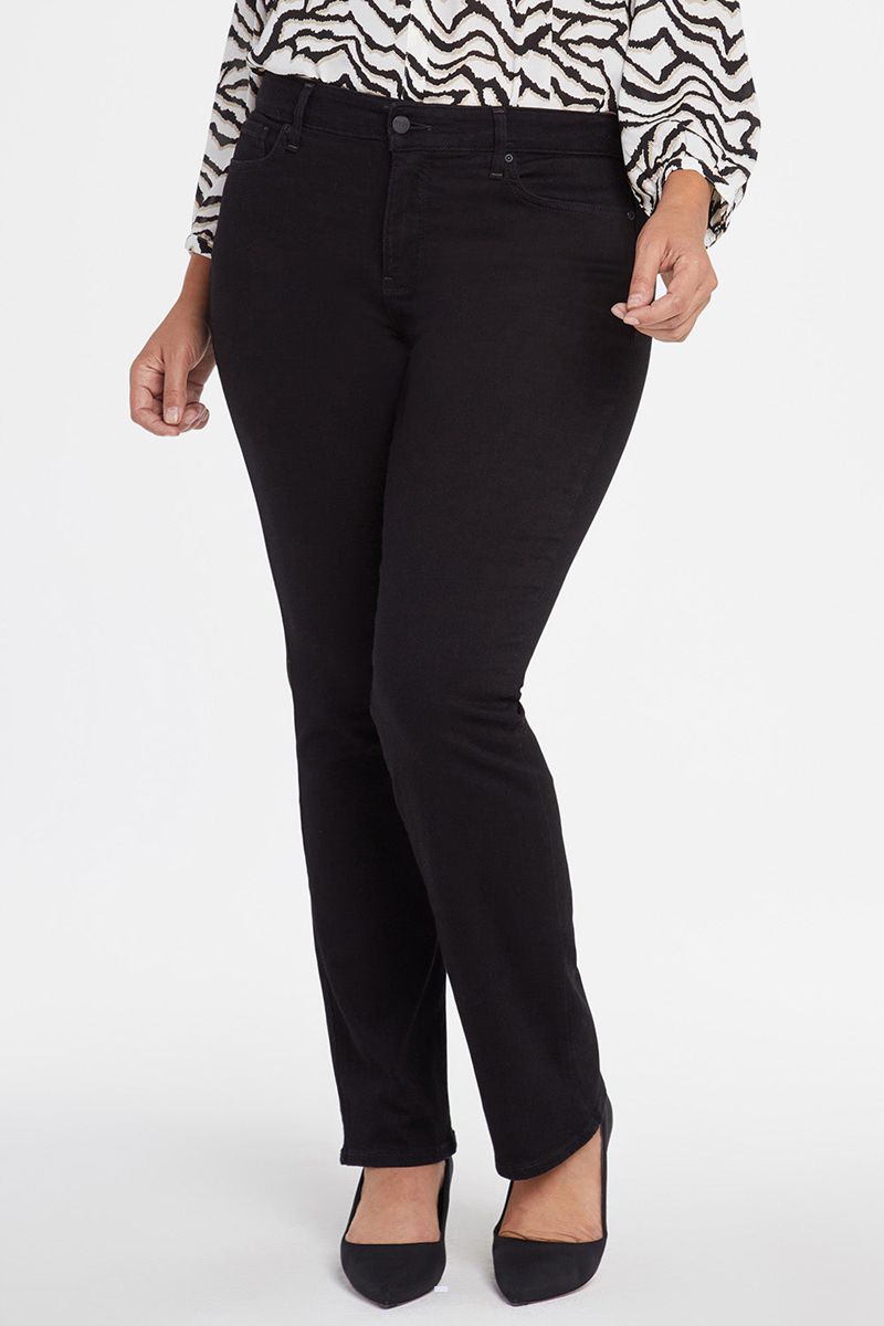 Black Women's NYDJ Plus Marilyn Straight Jeans | NZ 190ZONUPR